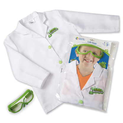 Learning Resources Primary Science Lab Gear - Kids Lab Coat and Goggles, Pretend Play Scientist Gear and Career Costumes for Kids, Mad Scientist