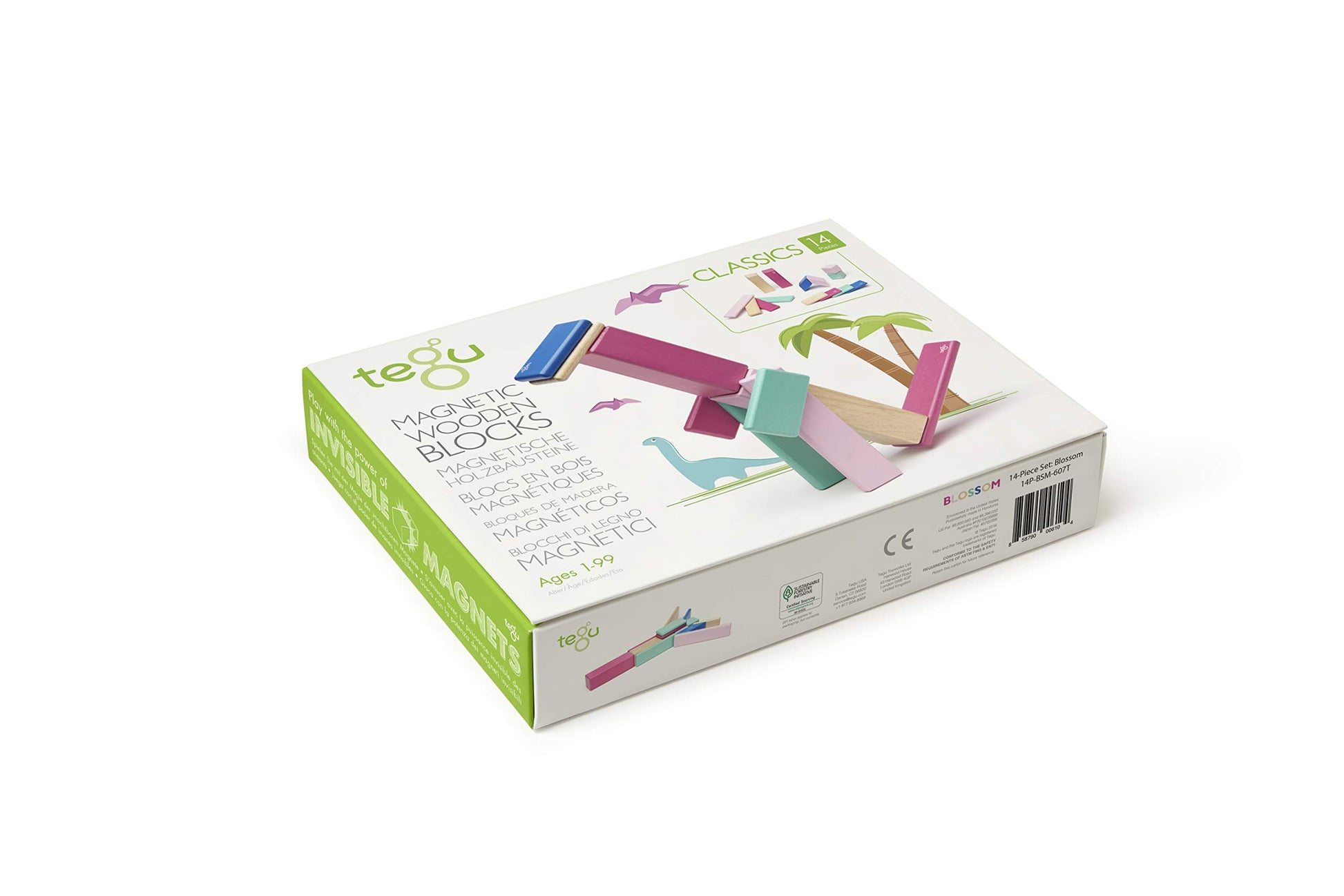 14 Piece Tegu Magnetic Wooden Block Set, Blossom