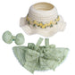 Fashion Outfit Set for 15-17 cm Collectible Figures - Green Dress, Straw Hat & Hair Clip, Figure Accessories Only