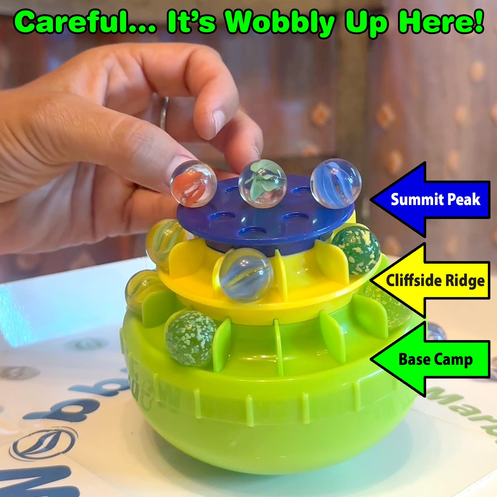 Funwares WobbleBall Marble Mountain, 3-Tier Balance Game, 40 Marbles