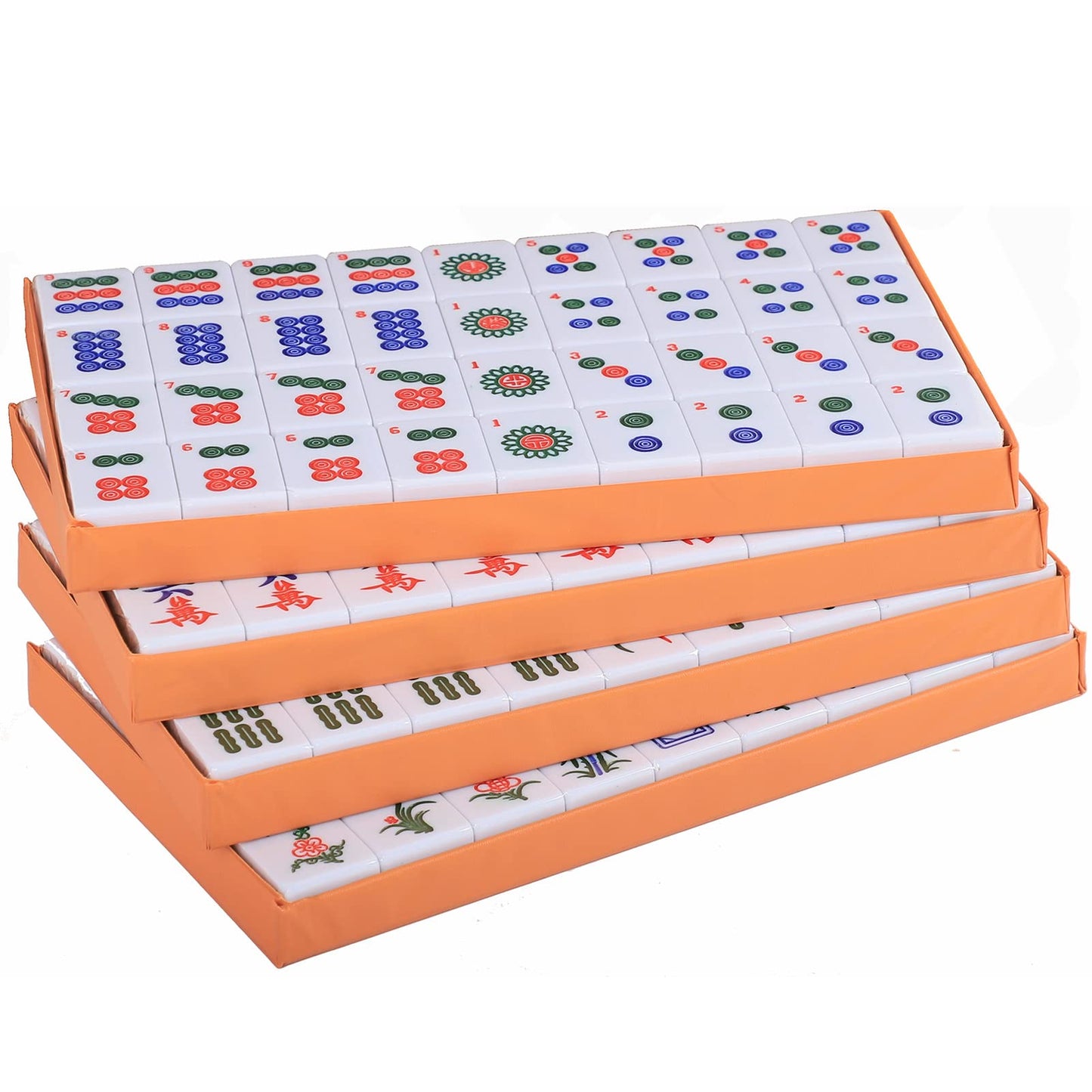 GUSTARIA Chinese Mahjong Set, Mahjong Game Set with 146 Numbered Large Tiles (1.5", Green), Mahjong Tiles Set with Brown Carrying Case