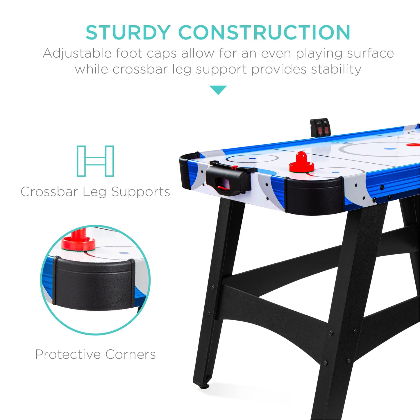 Best Choice Products 58in Mid-Size Arcade Style Air Hockey Table for Game Room, Home, Office w/ 2 Pucks, 2 Pushers, Digital LED Score Board, Powerful