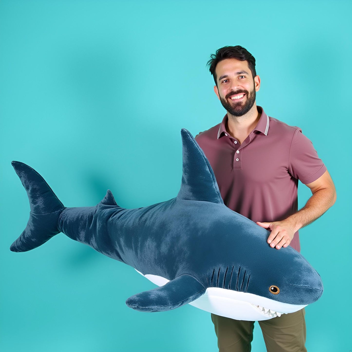 Ryttir 47.2 Inch XXL Giant Shark Stuffed Animals,Chubbier Shark Pillow Soft Shark Plush Shark Body Pillow Stuffed Shark Décor, Perfect Chrismas Stress