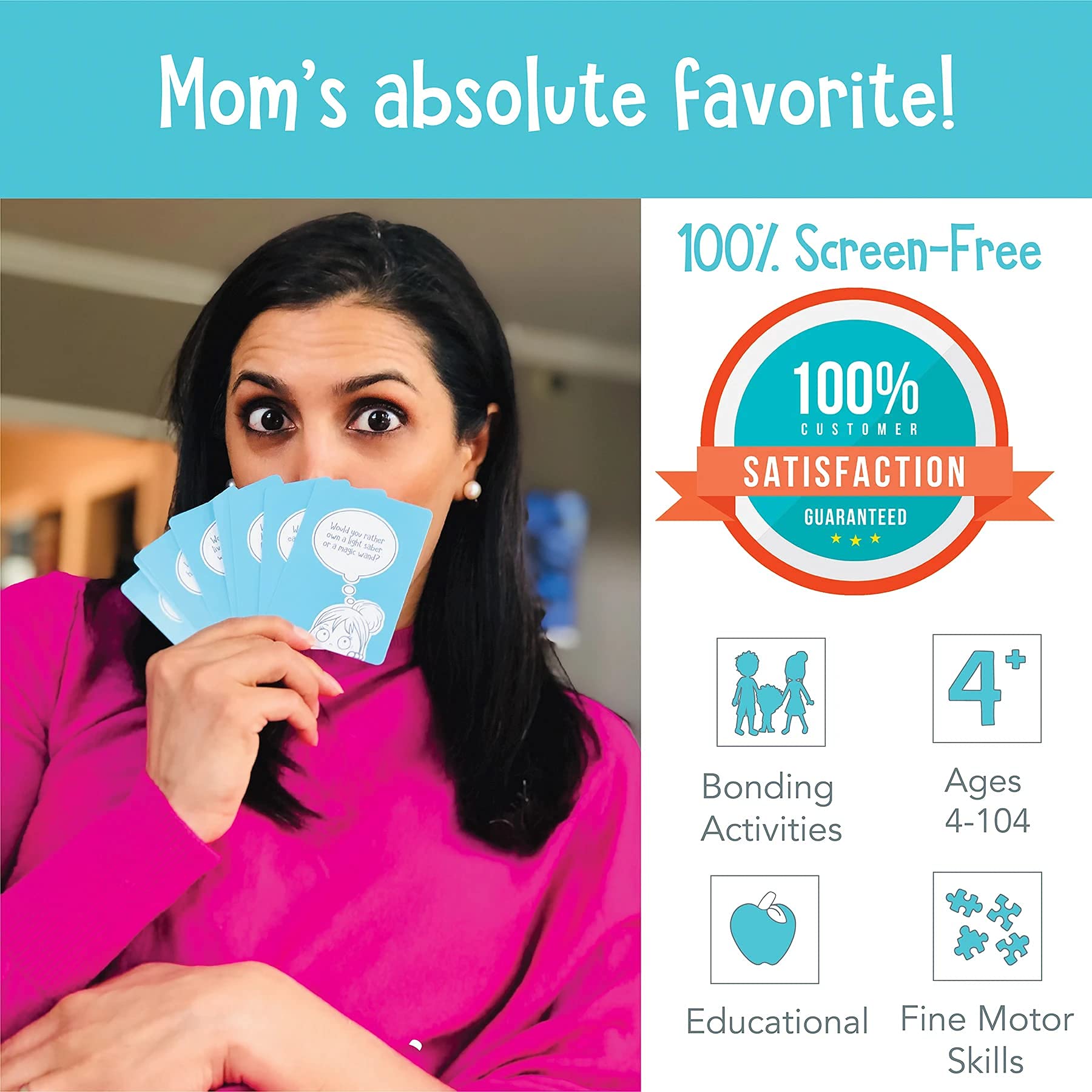 Open The Joy Would You Rather Card Game for Kids, 54+ Conversation Starters Cards of Silly Dilemmas Questions, Travel Card Game for Children Age 4-6+