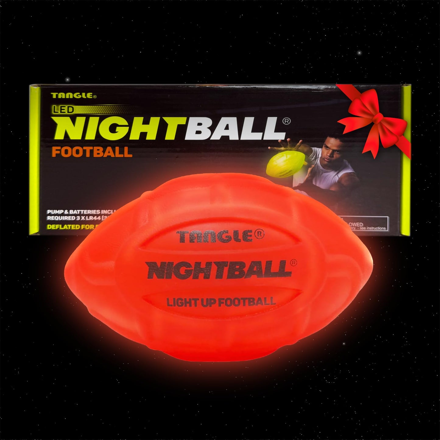 Glow in The Dark Nightball LED Football - Light up Football with Bright LED Lights - Kids and Adults, Red