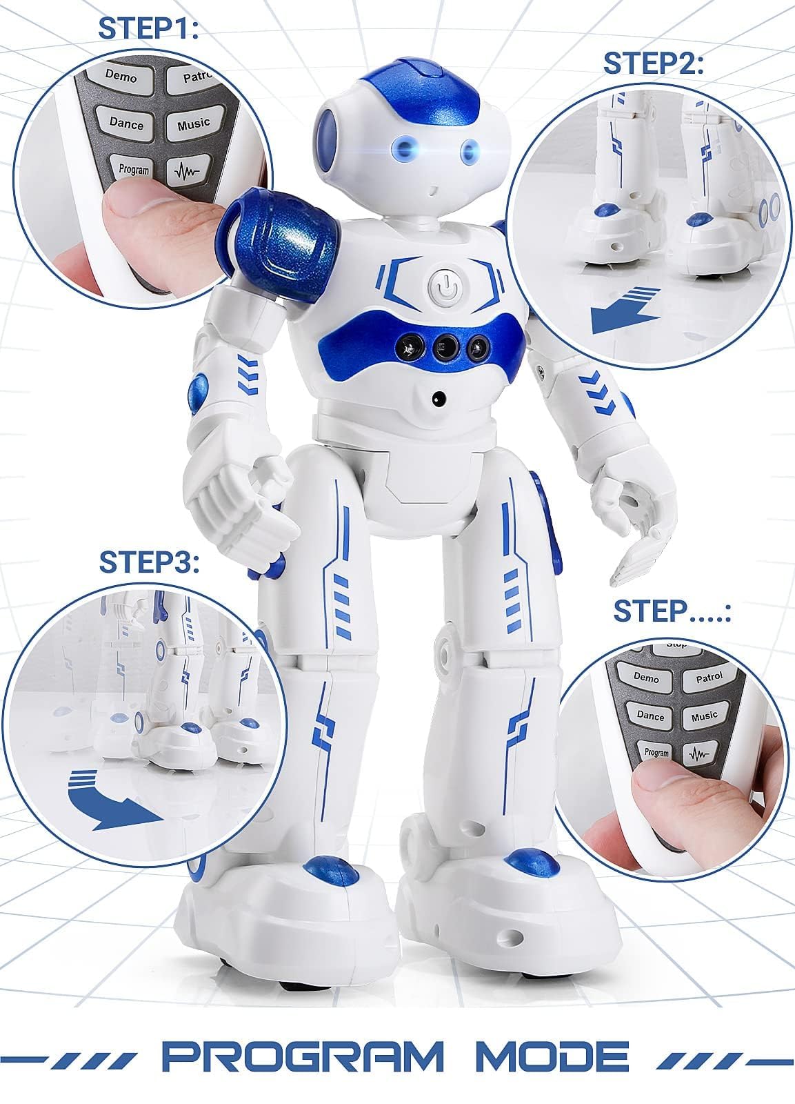 KingsDragon RC Robot Toys for Kids, Gesture & Sensing Programmable Remote Control Smart Robot for Age 3 4 5 6 7 8 Year Old Boys Girls Birthday Gift