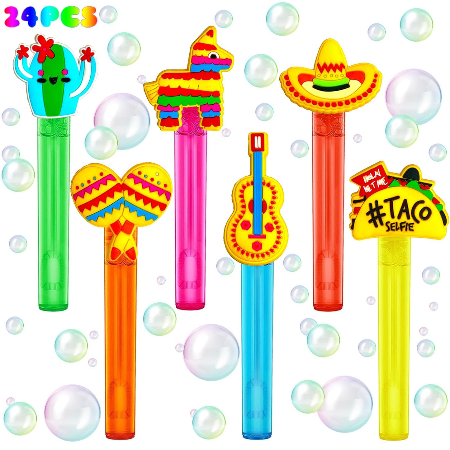 uoyoi Fiesta Party Favors,24Pcs Mexican Taco Bubble Wand for Kids