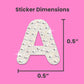 StickerBeans® Rhinestone Alphabet Sticker Sparkle Set - Approx. 3/4" Each, Unique Sparkly Designs, Cut-to-Shape Adhesive for Personalization