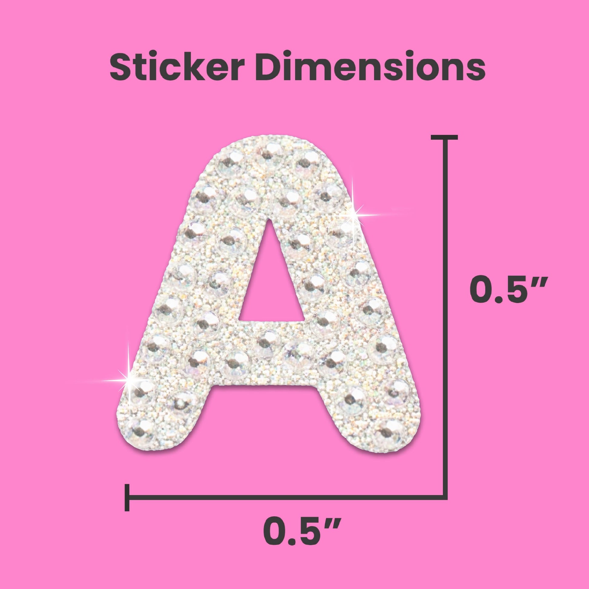 StickerBeans® Rhinestone Alphabet Sticker Sparkle Set - Approx. 3/4" Each, Unique Sparkly Designs, Cut-to-Shape Adhesive for Personalization
