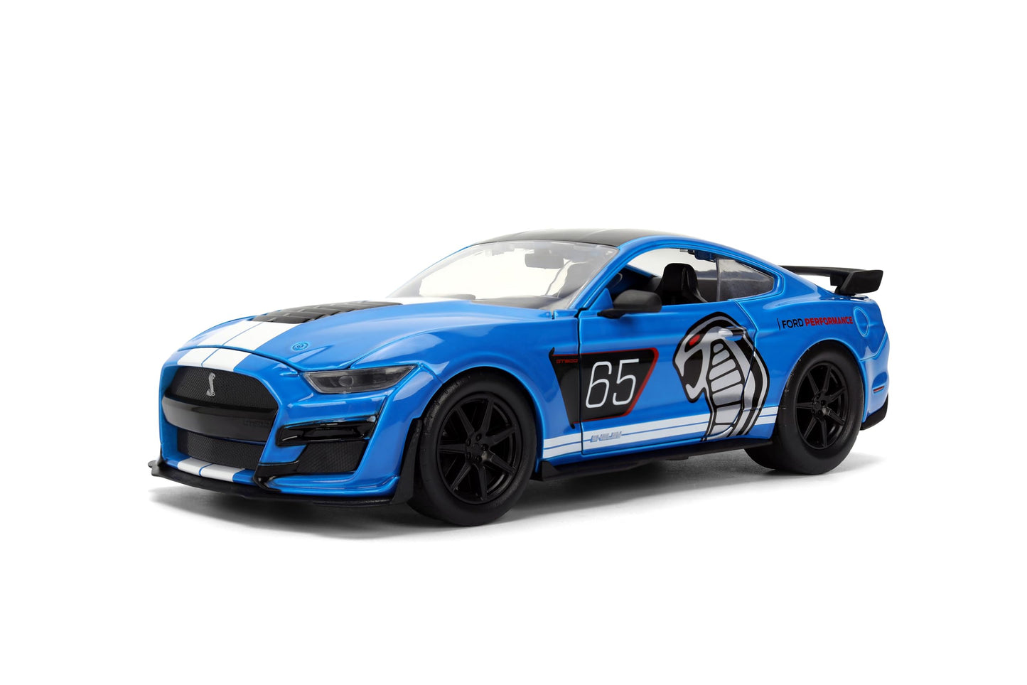 Jada Toys Bigtime Muscle 1:24 2020 Ford Mustang Shelby GT 500 Die-cast Car - Opening Doors, Hood, Trunk, Rubber Tires(Glossy Blue)