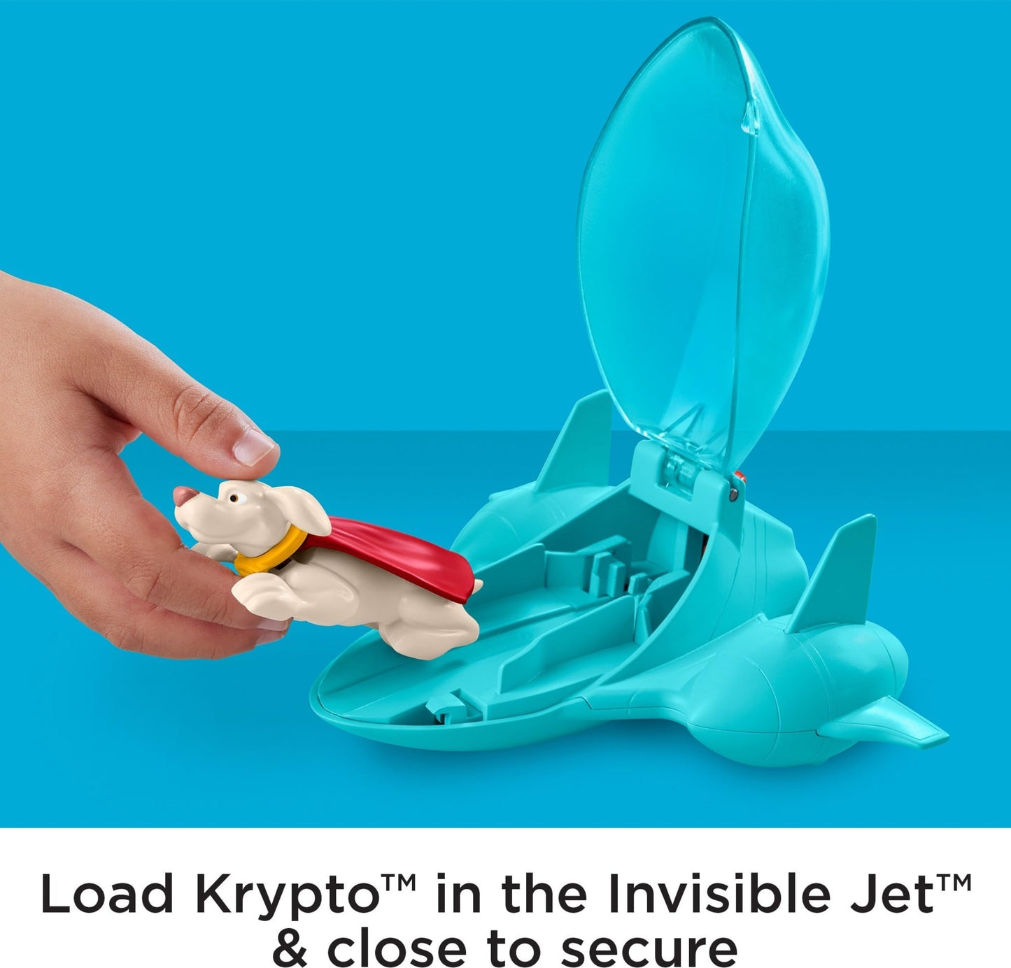 Fisher-Price DC League of Super-Pets Preschool Toy Super Launch Krypto Figure & Invisible Jet Vehicle Set for Pretend Play Kids Ages 3+ Years