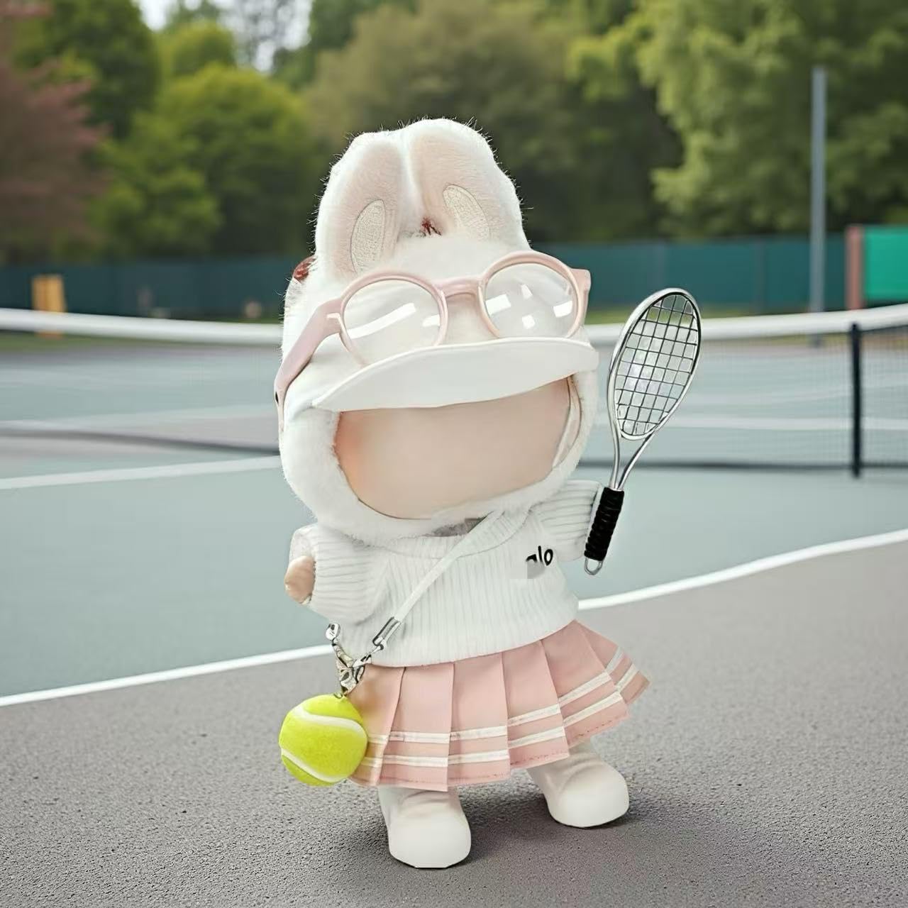 17cm Doll Clothes for Lububu Dolls, 7-Piece Sports Outfits - Top, Pants, Skirt Dress, Golf Hat, Sunglasses, Shoes, Tennis Racket, Ball Charm | Luxury