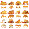 LFCFDX Fast Food Paper Hats, Glasses, and Ropes (48 Pcs) - Perfect for Fast Food Themed Parties, Birthday Parties, Classroom Activities, and More