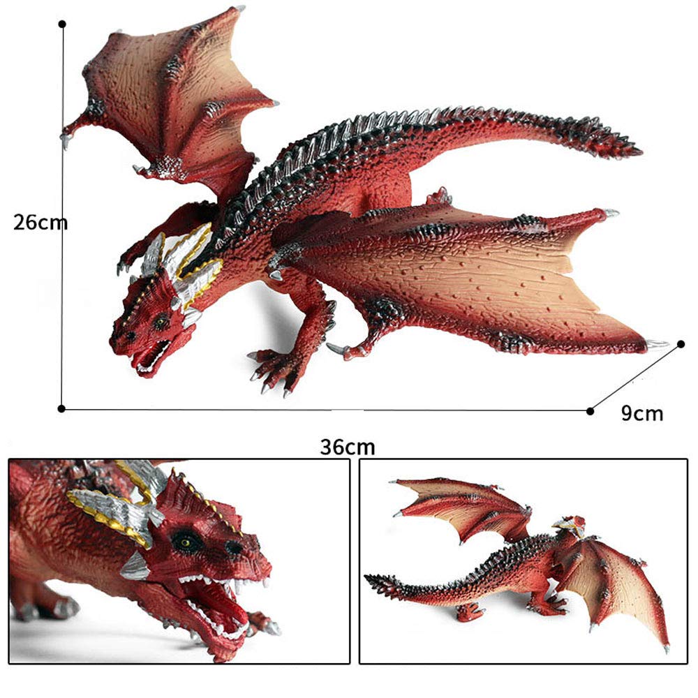 FLORMOON Animal Figures Realistic Dragon Plastic Early Educational Toys Cupcake Topper Party Gift for Kids 2+ Year Old