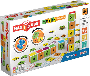 Geomag Magicube Maths Building - 10 Cubes + 45 Clips - Magnetic Building Set with Magnetic Cubes