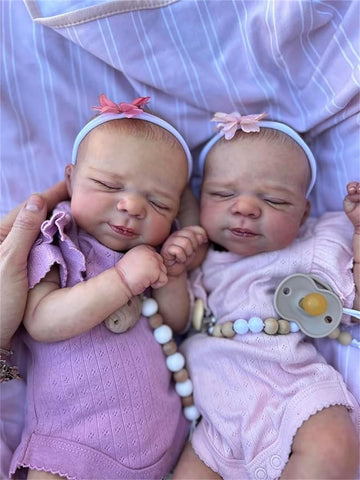 GYCV Realistic Newborn Baby Dolls Twins - 19 Inch Reborn Baby Dolls Twins Girl, Lifelike Baby Dolls Soft Body, Silicone Vinyl Newborn Baby that Look