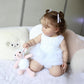 24 Inches 60CM Real Baby Size Reborn Baby Doll Rooted Brown Curly Hair Soft Cloth Body Lifelike Newborn Toddler Girl Dolls Anatomically Correct with