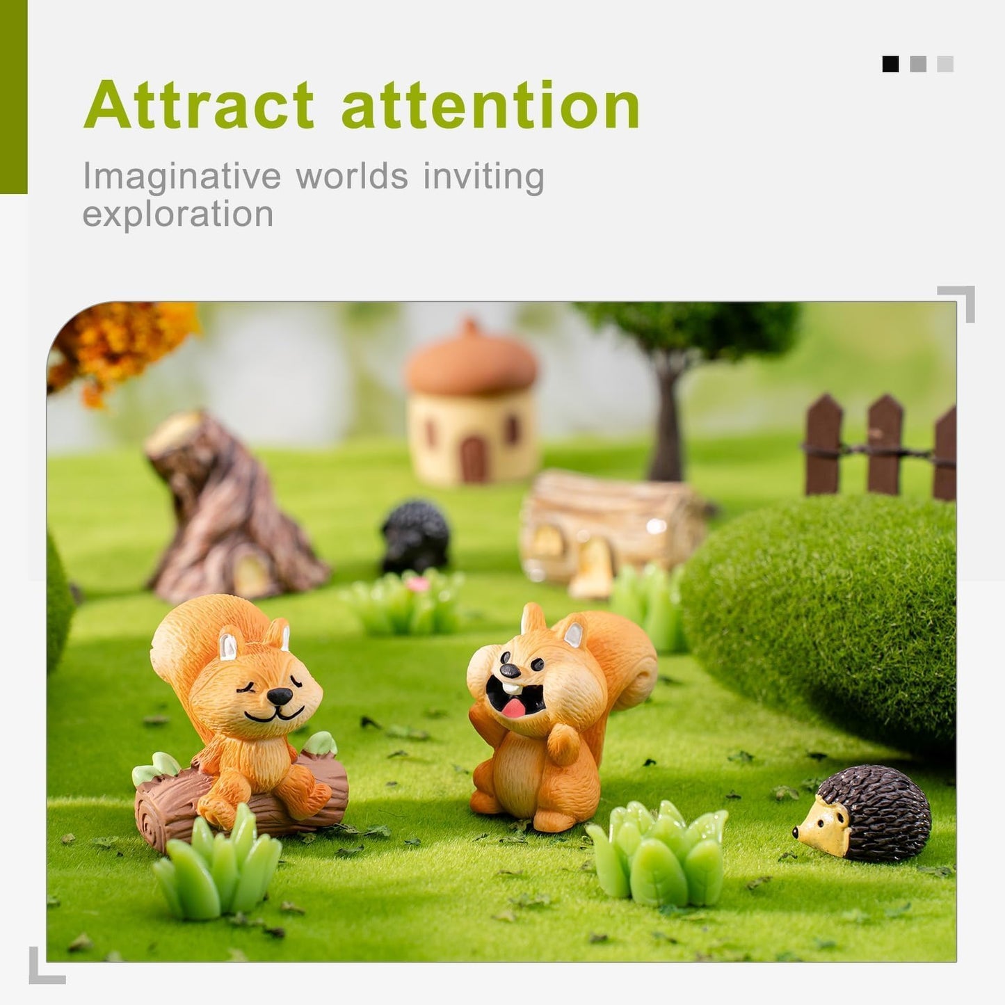 14 Pcs Mini Resin Squirrel Hedgehog Miniature Squirrel Figures Tiny Resin Squirrel Mini Forest Animal Figures Garden Accessories Cupcake Topper Decor