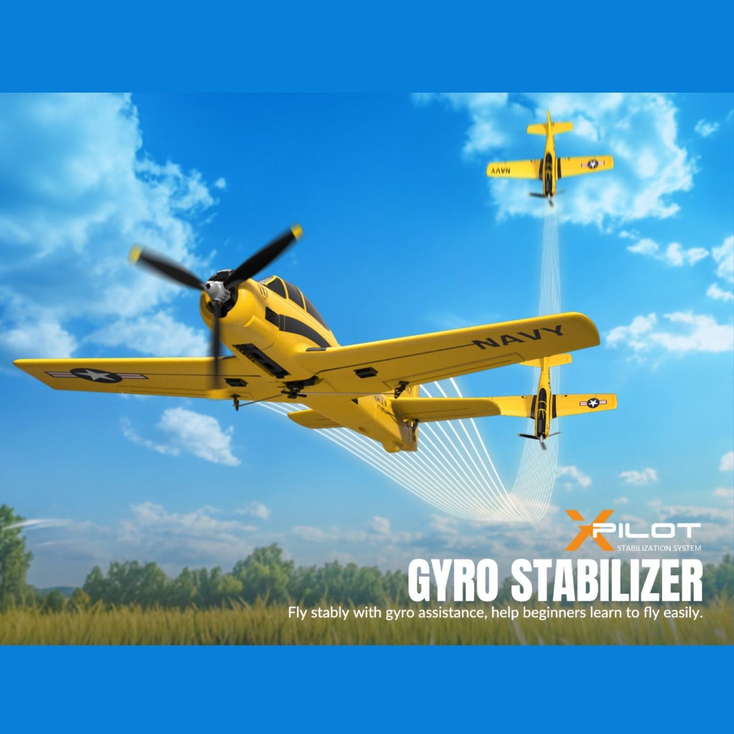 HTLNUZD RC Plane T28 Trojan 2.4G 4CH EPP Foam RC Warbird Fighter | Xpilot Self-Righting & One-Key Aerobatics | Easy-Fly RC Airplane for Beginners