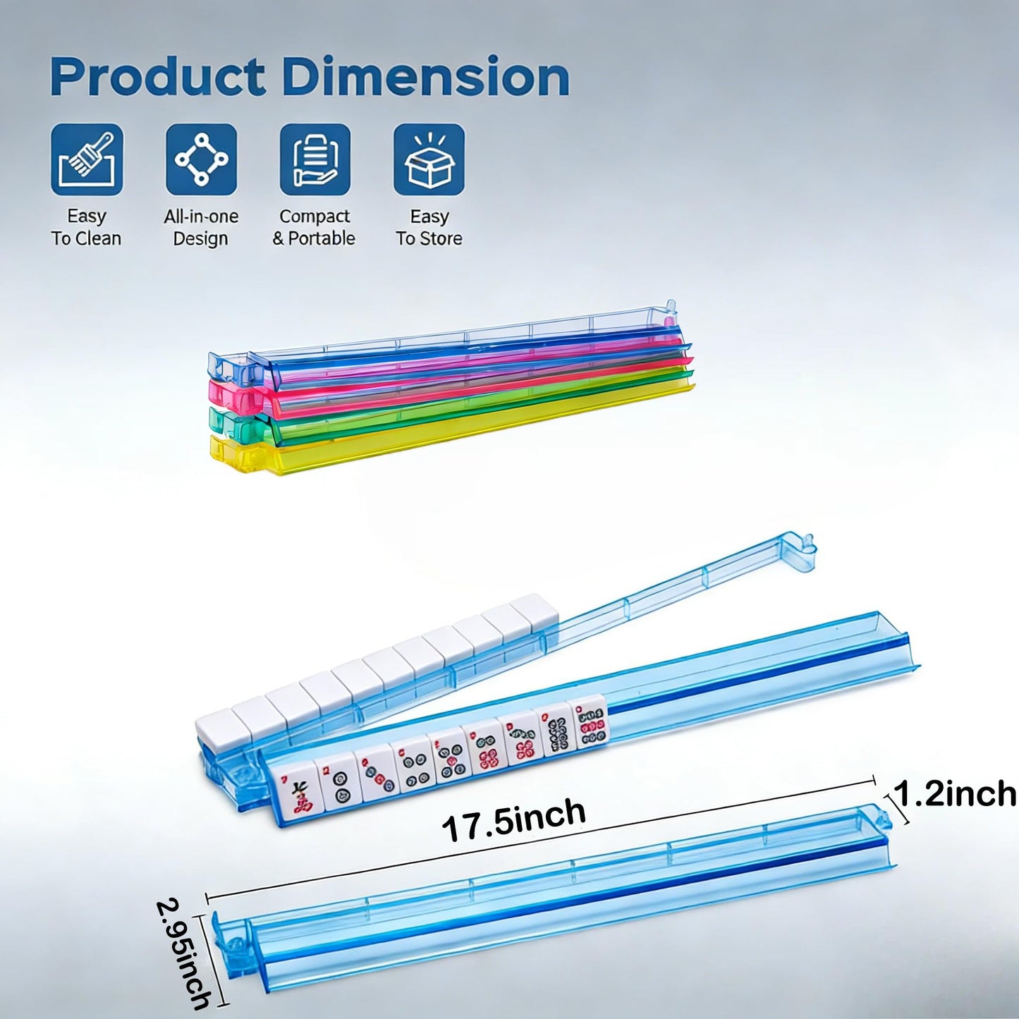 HBLEDOT Mahjong Racks with Pushers - Premium One-Piece Rotating Acrylic Racks with 4 Colors, Compatible with American Mahjong