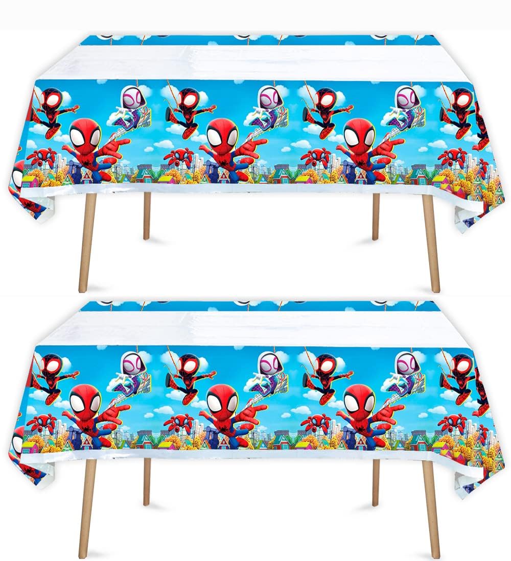 Losede 2pcs Spiderman Tablecloth Table Cover, for Spiderman Theme Birthday Party Supplies Decorations (70" x 42")