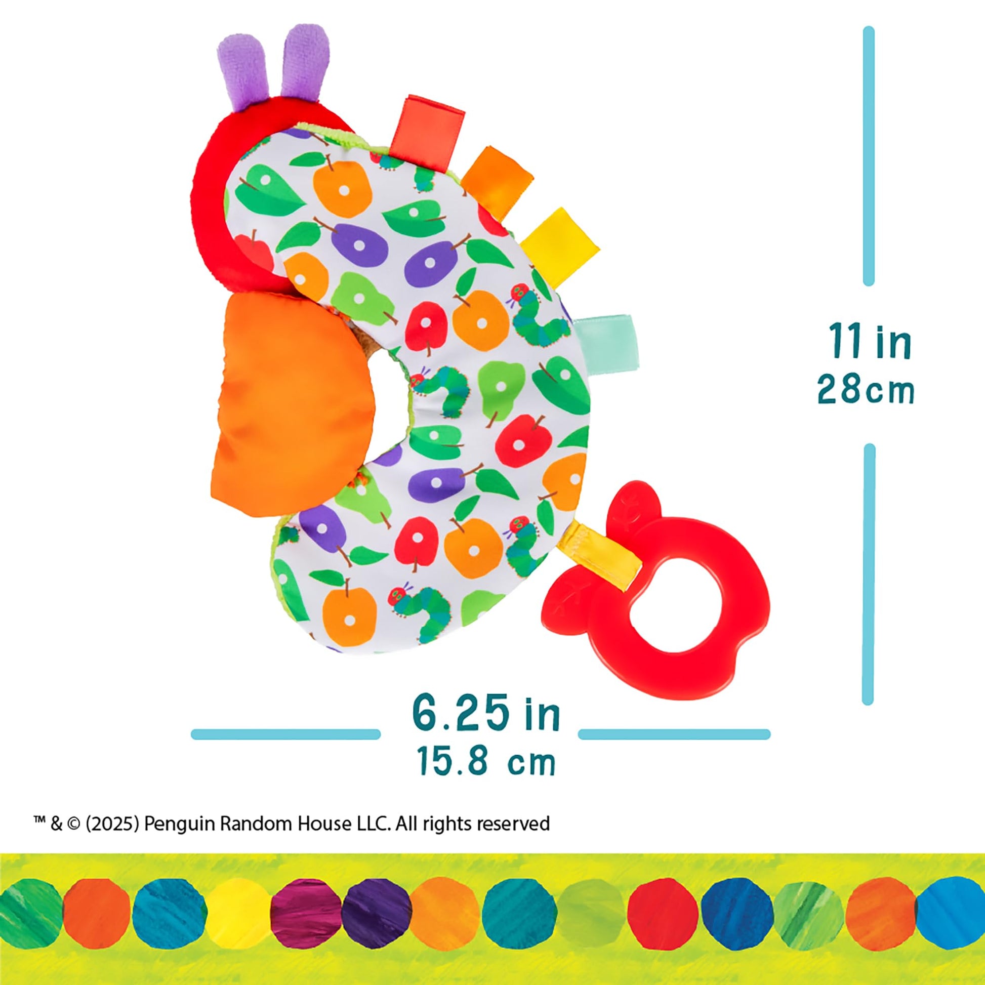 Kids Preferred Eric Carle Toddler Toys The Very Hungry Caterpillar Sensory Toy with Crinkle Orange Slice and Teether Ring for Car Seat and Stroller