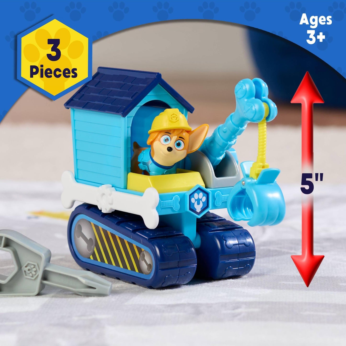 Disney Junior Pupstruction Phinny’s Crane 3-piece Figure and Vehicle Set, Blue, Dog, Kids Toys for Ages 3 Up by Just Play