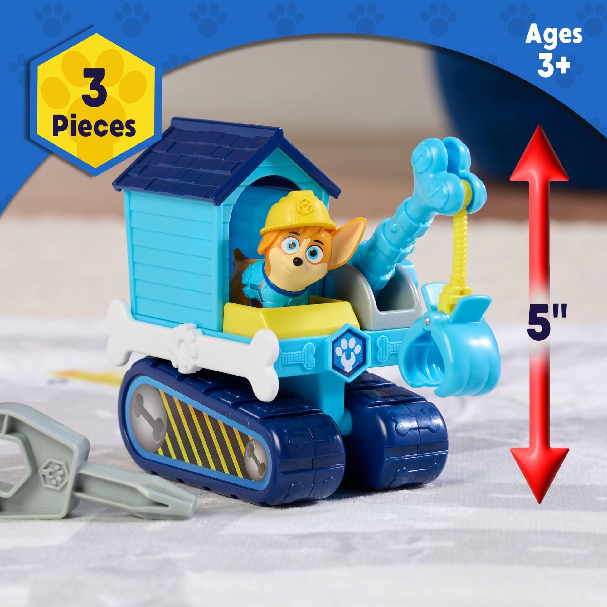 Disney Junior Pupstruction Phinny’s Crane 3-piece Figure and Vehicle Set, Blue, Dog, Kids Toys for Ages 3 Up by Just Play