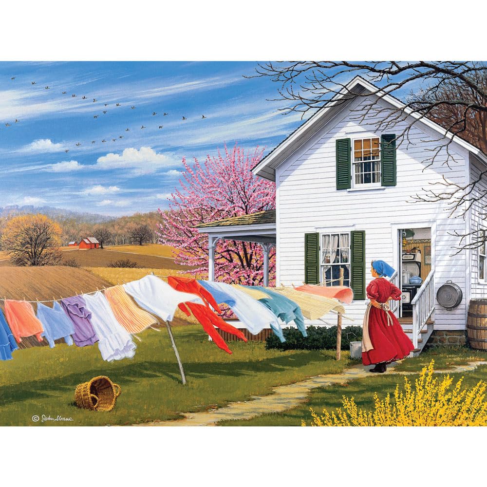 Bits and Pieces 300 Piece Puzzles for Adults 300 Large Pieces 18" x 24" Jigsaw Puzzles Rustic Farmhouse Americana, Random Die Cut, No 2 Pieces Alike