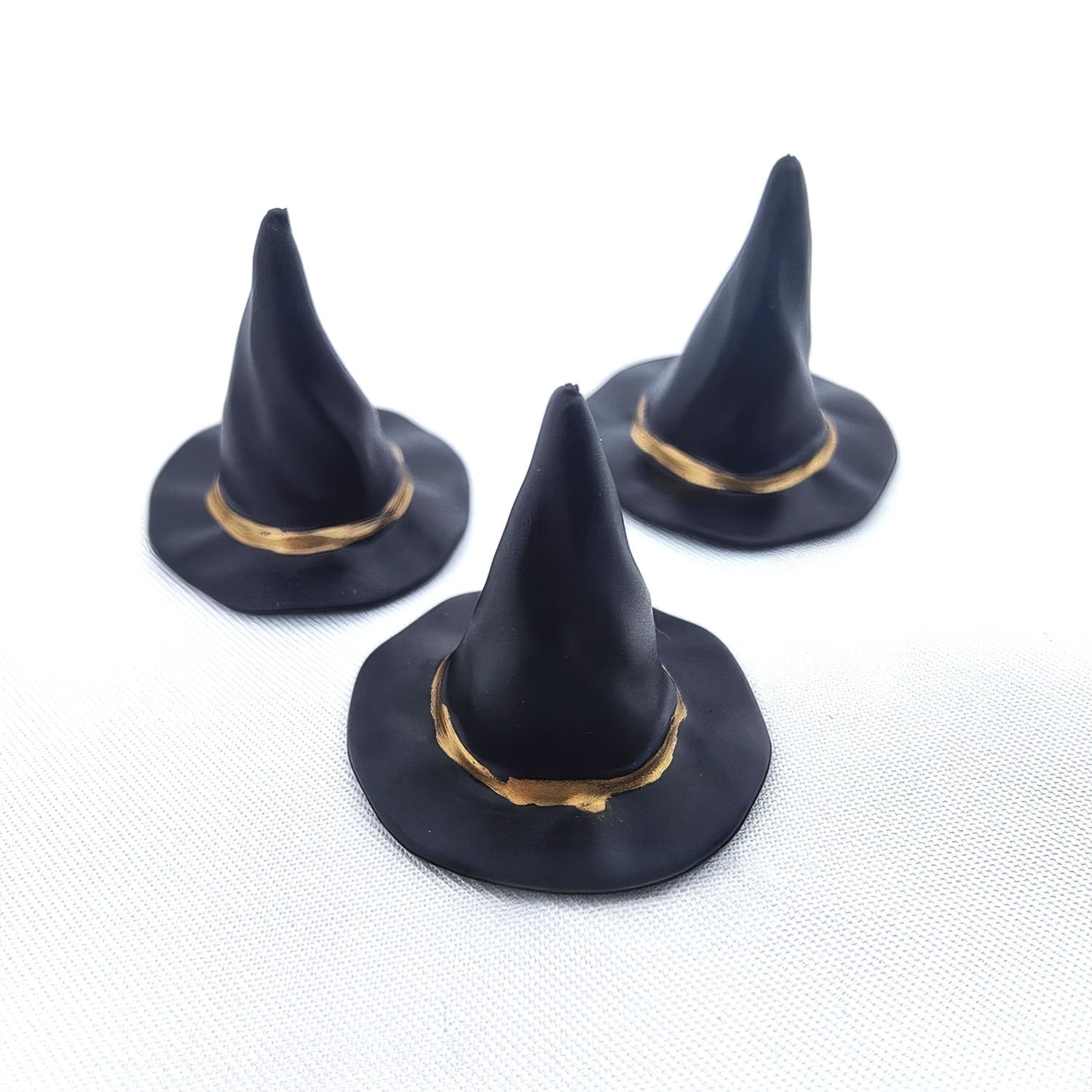 1/12 Scale Black Witch Hats for Dollhouse Miniatures, Halloween Décor, Cupcake Decorations 5Pcs