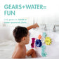 Boon Cogs Baby Bath Toys - Spinning Gear Themed Sensory Baby Toys for Bathtub - Suction Toys for Bathtub Walls - Navy and Yellow - 5 Count - Ages 12