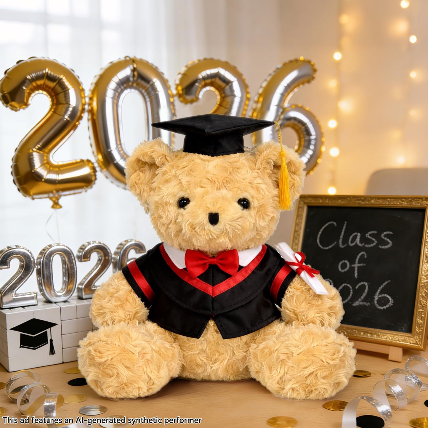 QUIRAI Graduation Teddy Bear 2026, 12" Teddy Bear Stuffed Animal for Preschool Kindergarten College Grads, Soft Keepsake Graduation Plush Gift