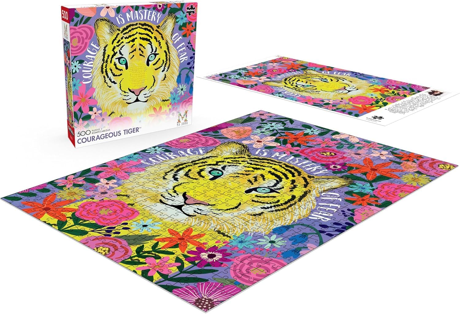 Buffalo Games - Mia Charro - Courageous Tiger - 500 Piece Jigsaw Puzzle for Adults -Challenging Puzzle Perfect for Game Nights - Finished Size is