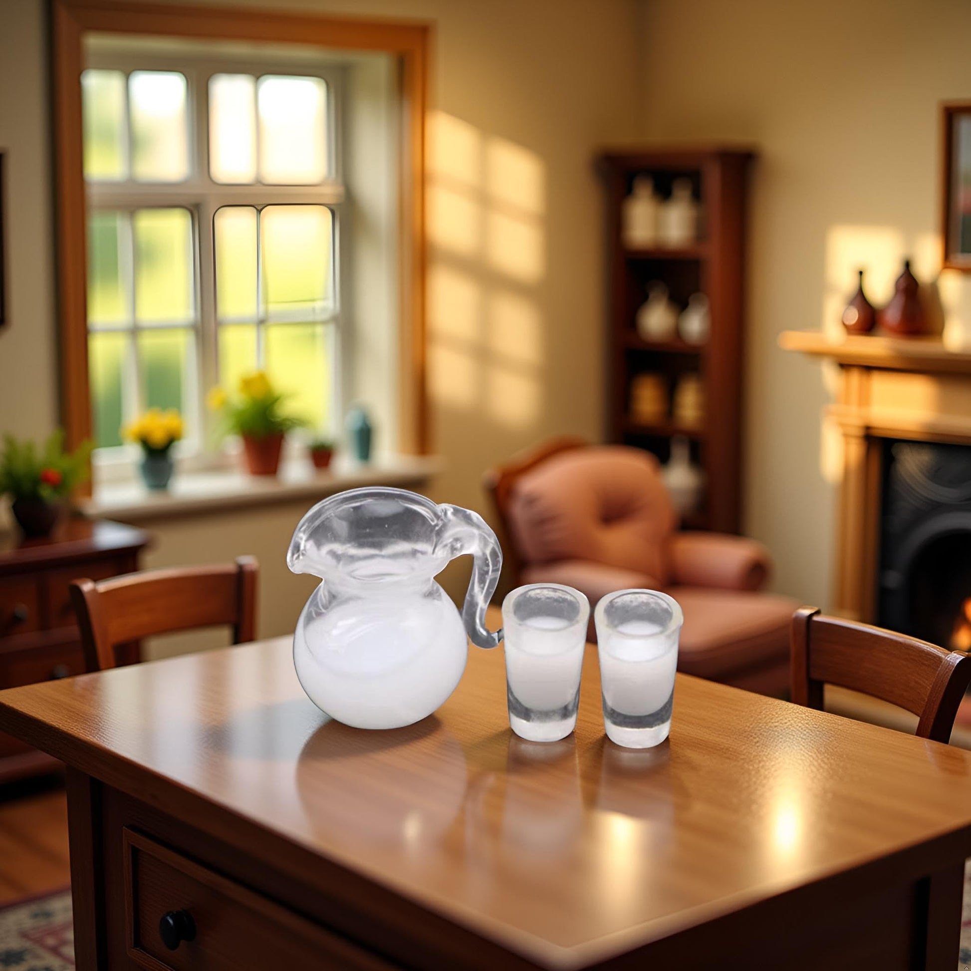 White Fake Glass of Milk 1/12 Miniature Milk Pitcher Dollhouse Decoration Accessories Milk jug Toy Dollhouse Accessories Pitcher 0.9x0.8x0.9 inch