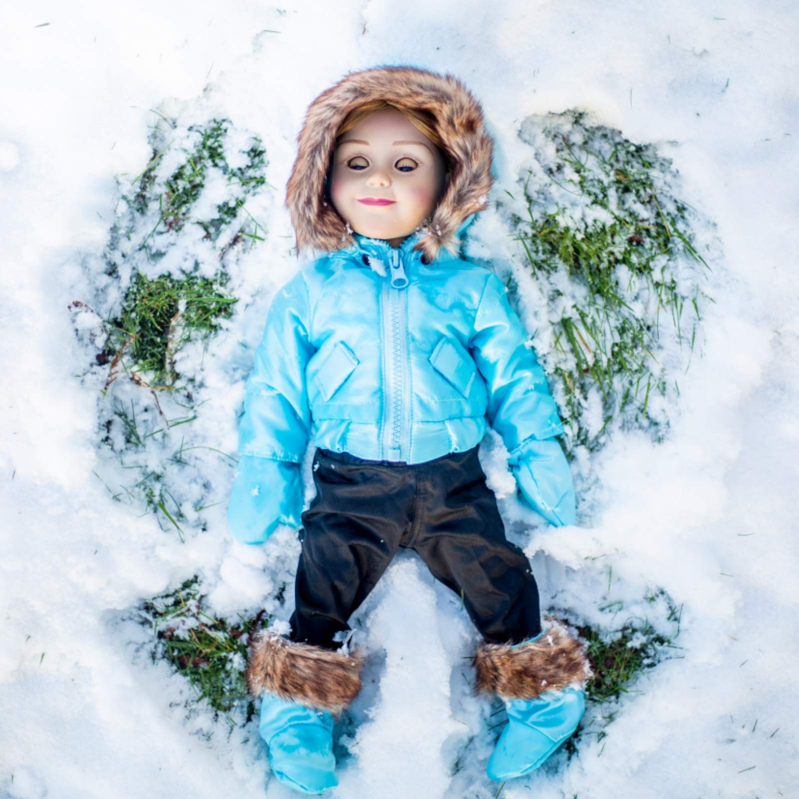The Queen's Treasures 18 Inch Doll Clothes, Complete Ski Wear Outfit, 6 Piece Zippered Blue Jacket, Pants, Gloves, and Boots Too, Compatible for Use
