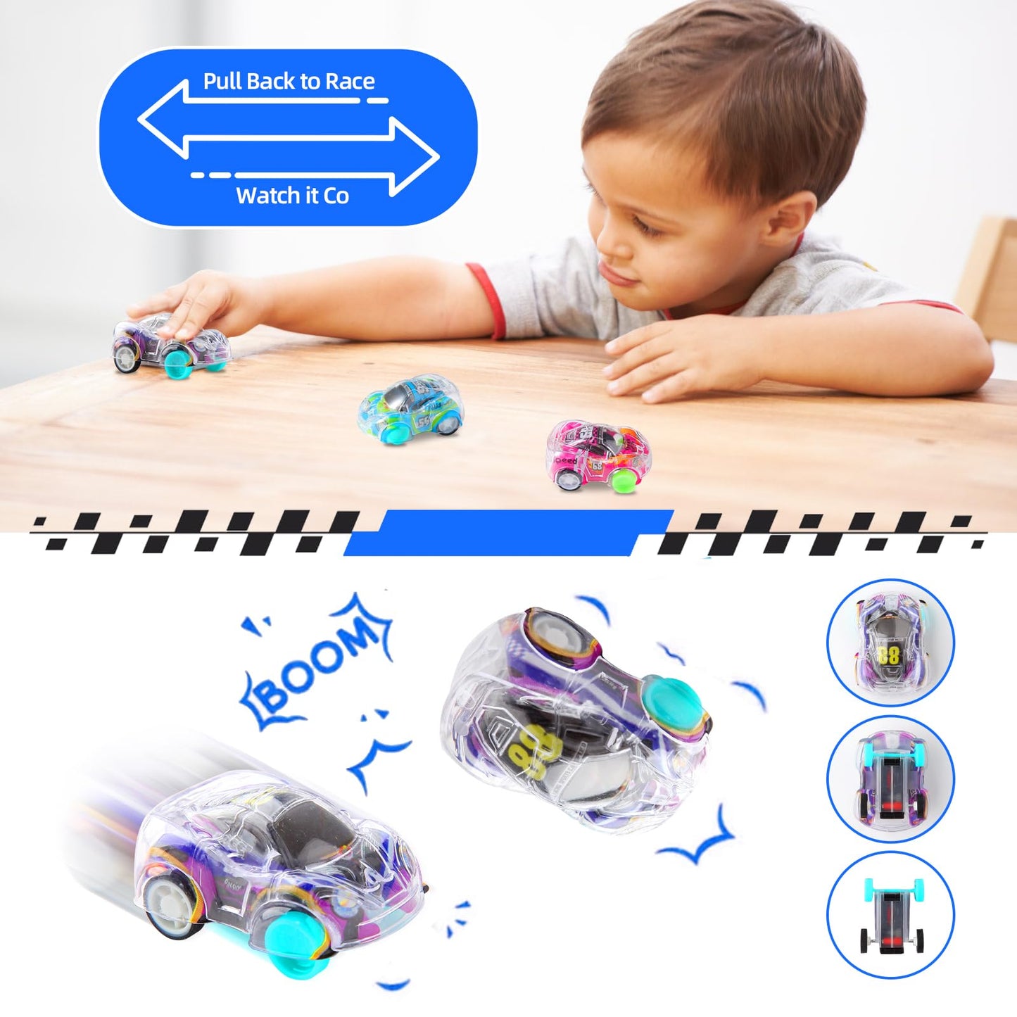 Benzem 50 Pcs Mini Pull Back Cars Set, Pull Back Racing Vehicles for Kids Toddlers, Bulk Toys Party Favors Treasure Box, Classroom Prizes, Pinata