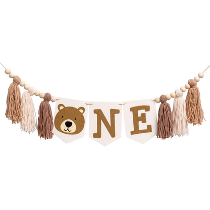 CIEQR Bear Highchair Banner 1st Birthday