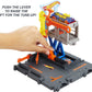 Hot Wheels City Toy Car Track Set Downtown Repair Station Playset with 1:64 Scale Vehicle, Working Lift & Launcher