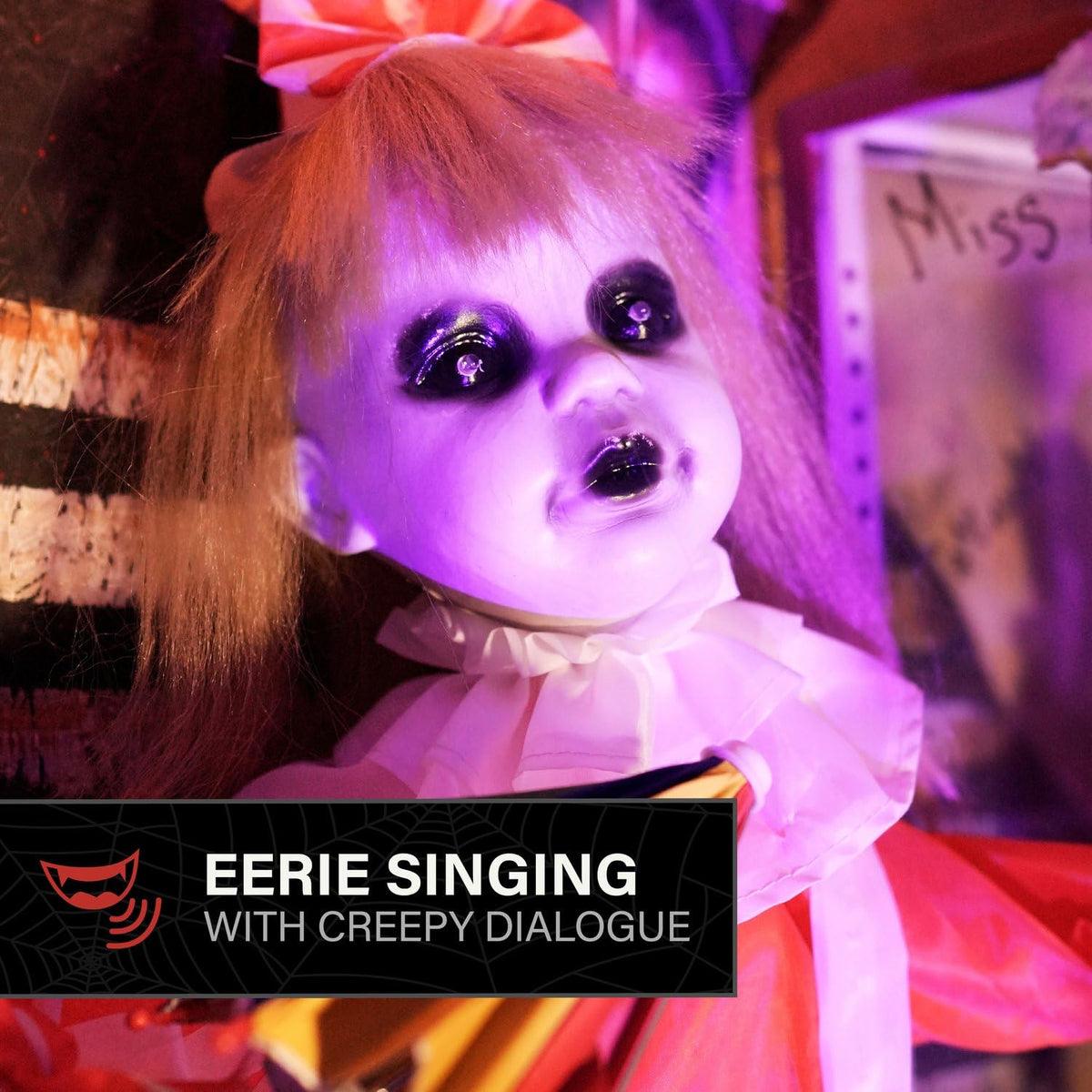 Haunted Hill Farm 3.3-Ft. Girl with Umbrella Halloween Animatronic