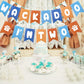 Blue Orange Birthday Decoration Banner, Blue Dog Birthday Party Decoration for 2nd Boys Girls Party Celebration