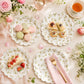 Lulu Posh Floral Paper Plates 12 Inch (24 Pack) - Scalloped Disposable Party Plates, Pink Rose Vintage Shabby Chic Dinner Plates, Heavy Duty Paper