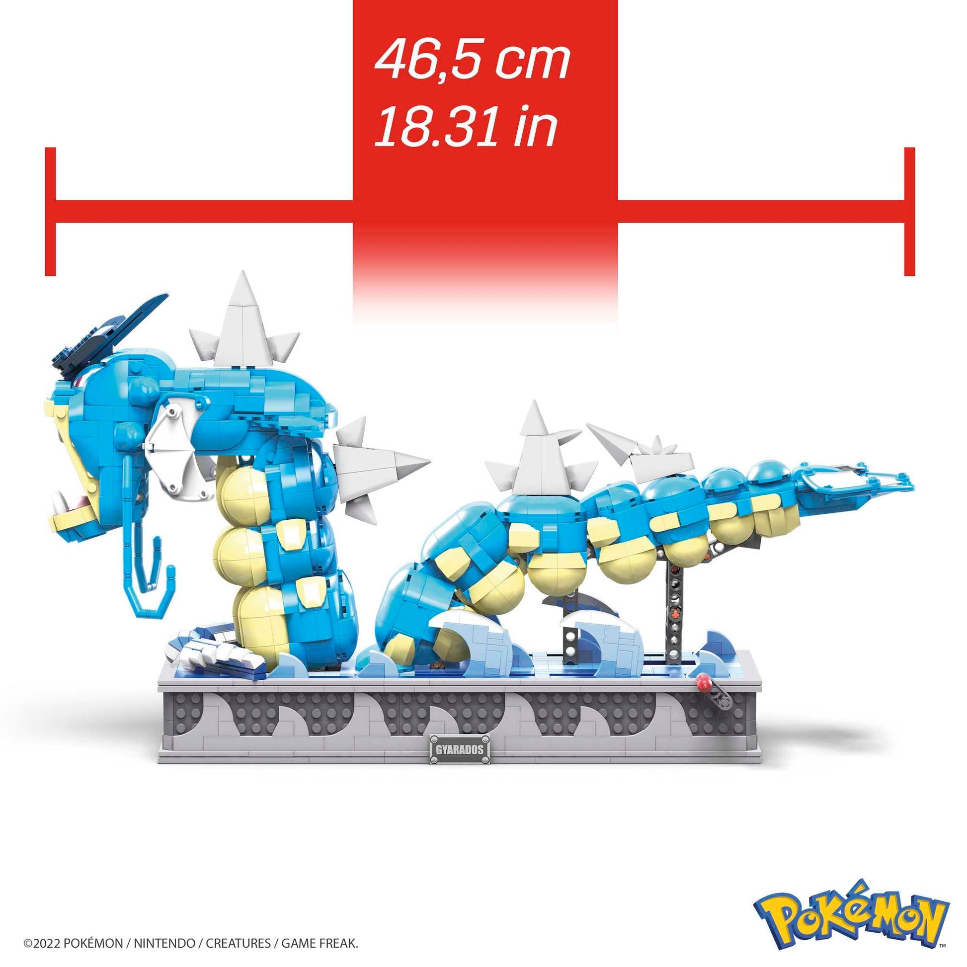 MEGA Pokémon Building Toys Set, Motion Gyarados with 2186 Pieces, Moving Mouth and Tail, for Kids or Adult Collectible