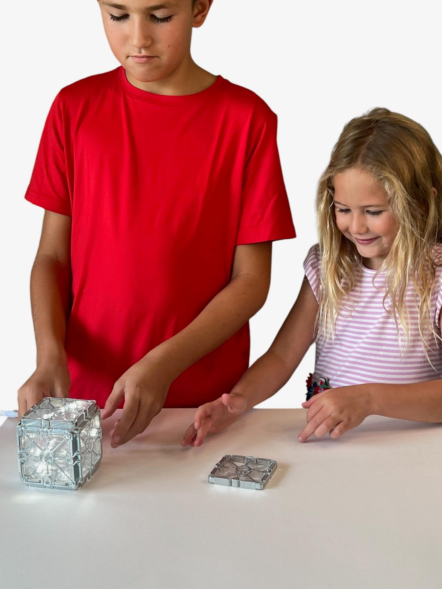 LED Magnetic Tiles for Kids - Compatible with Magna?Tiles - Patented Creative STEM Construction Toy (6 Pieces)