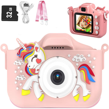 Kids Camera Toys Toddler Digital Camera for Boys Girls, Selfie 1080P HD Video Camera for 3 4 5 6 7 8 9 Year Old Boys Girls with 32GB TF Card,Kids