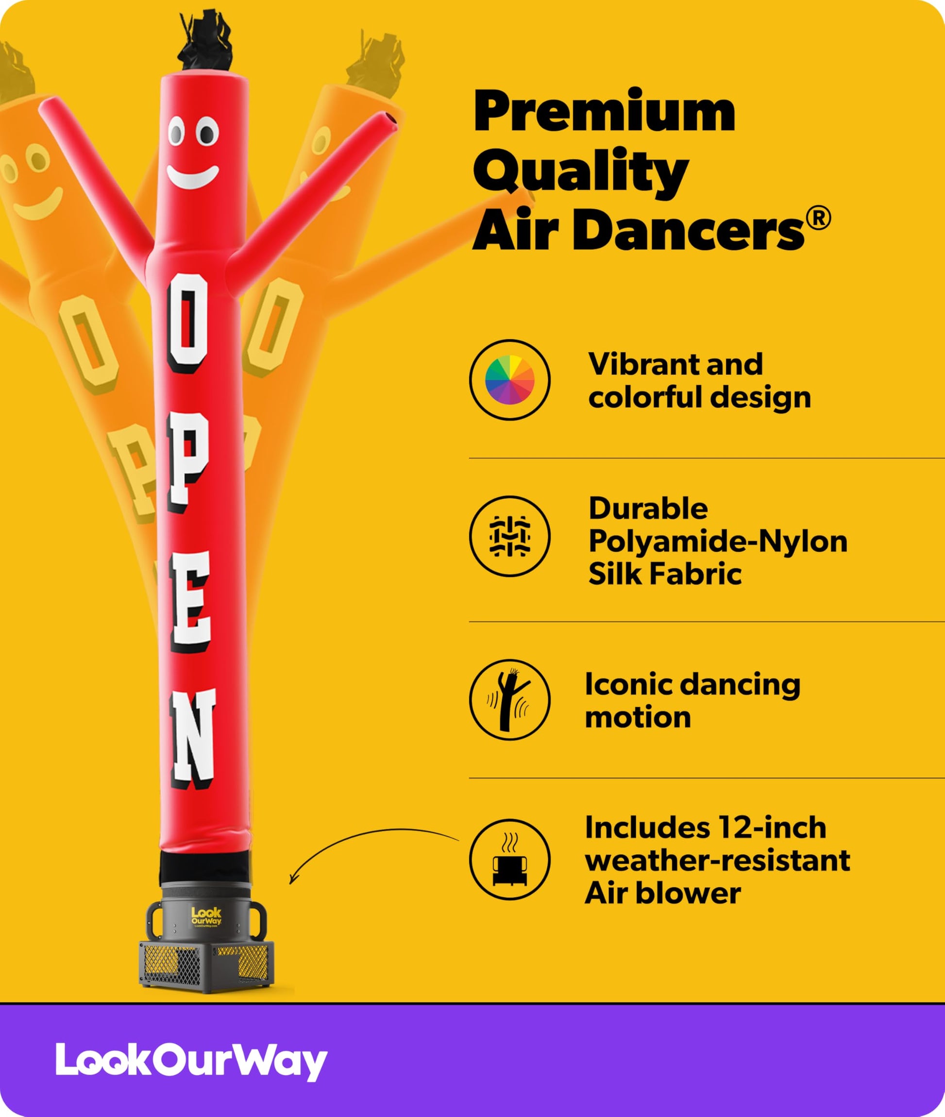 LookOurWay Air Dancers Inflatable Tube Man Set - 10ft Tall Wacky Waving Inflatable Dancing Tube Guy with 12-Inch Diameter Blower for Business