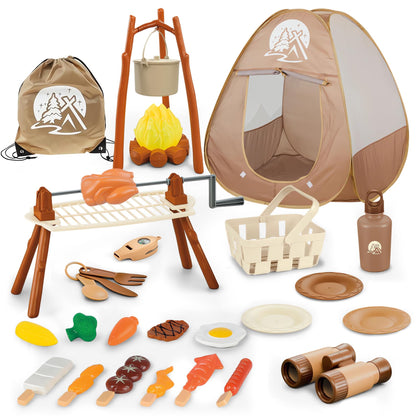 DCMAMA Kids Camping Set with Pop Up Tent - Lightweight Waterproof Kids Camping Toys Kit for Baby Boys Girls Toddlers Children Christmas Birthday Gifts