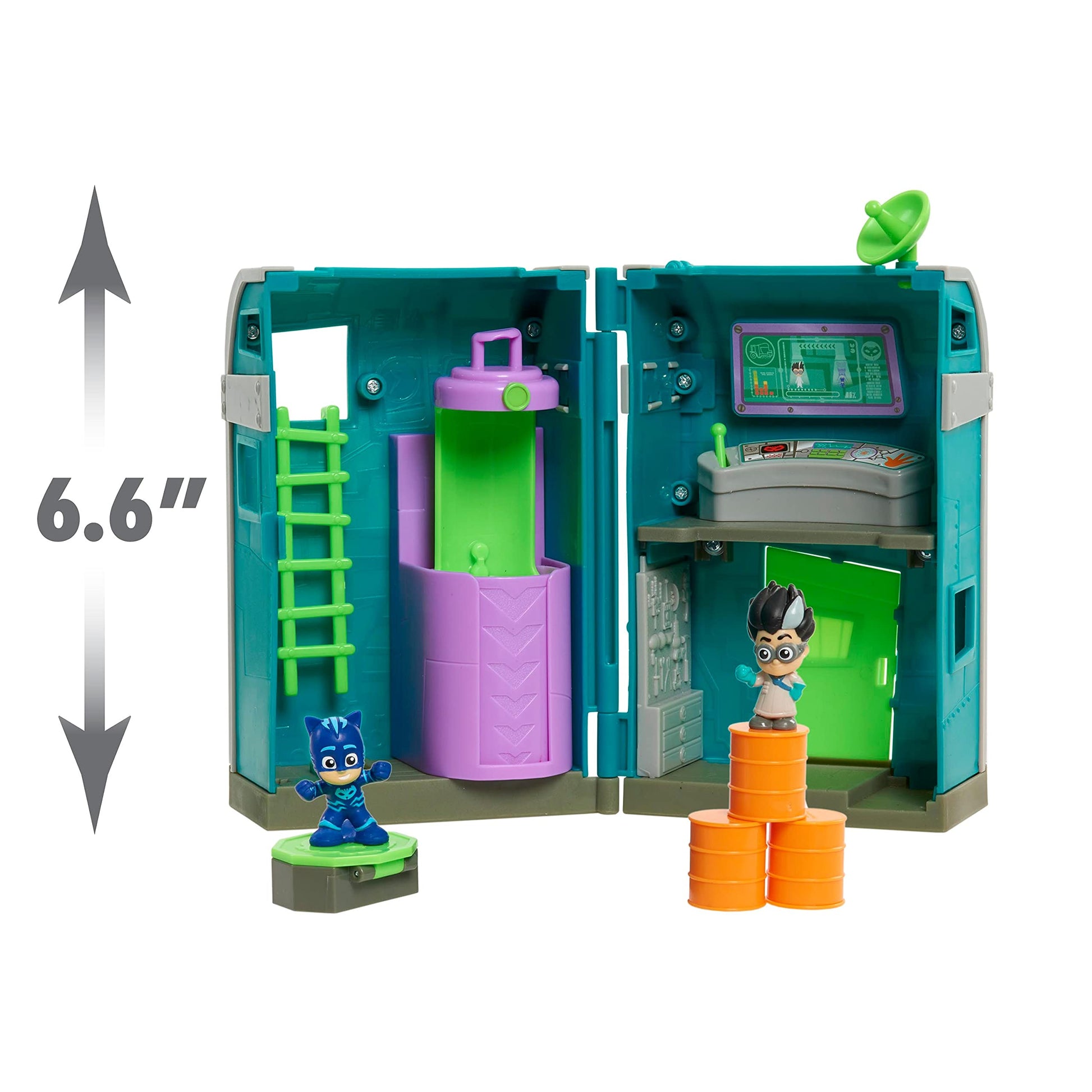 PJ Masks Nighttime Micros Romeo’s Lair Playset, Includes Catboy and Romeo Mini Figures, by Just Play