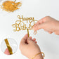 Chewarelly 12 Pack Multi Styles Birthday Cake Topper Set, Acrylic Cake Bunting Decor Birthday Cake Picks Party Decorations Supplies(Gold)