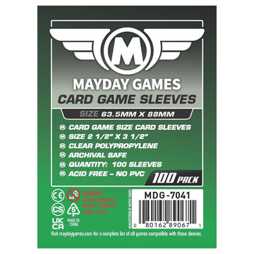 Mayday Games Standard Card Sleeves 63.5x88mm - 2 1/2" X 3 1/2 Clear Polypropylene, 40 Micron, 100 Standard Board Game Card Sleeves- MDG-7041