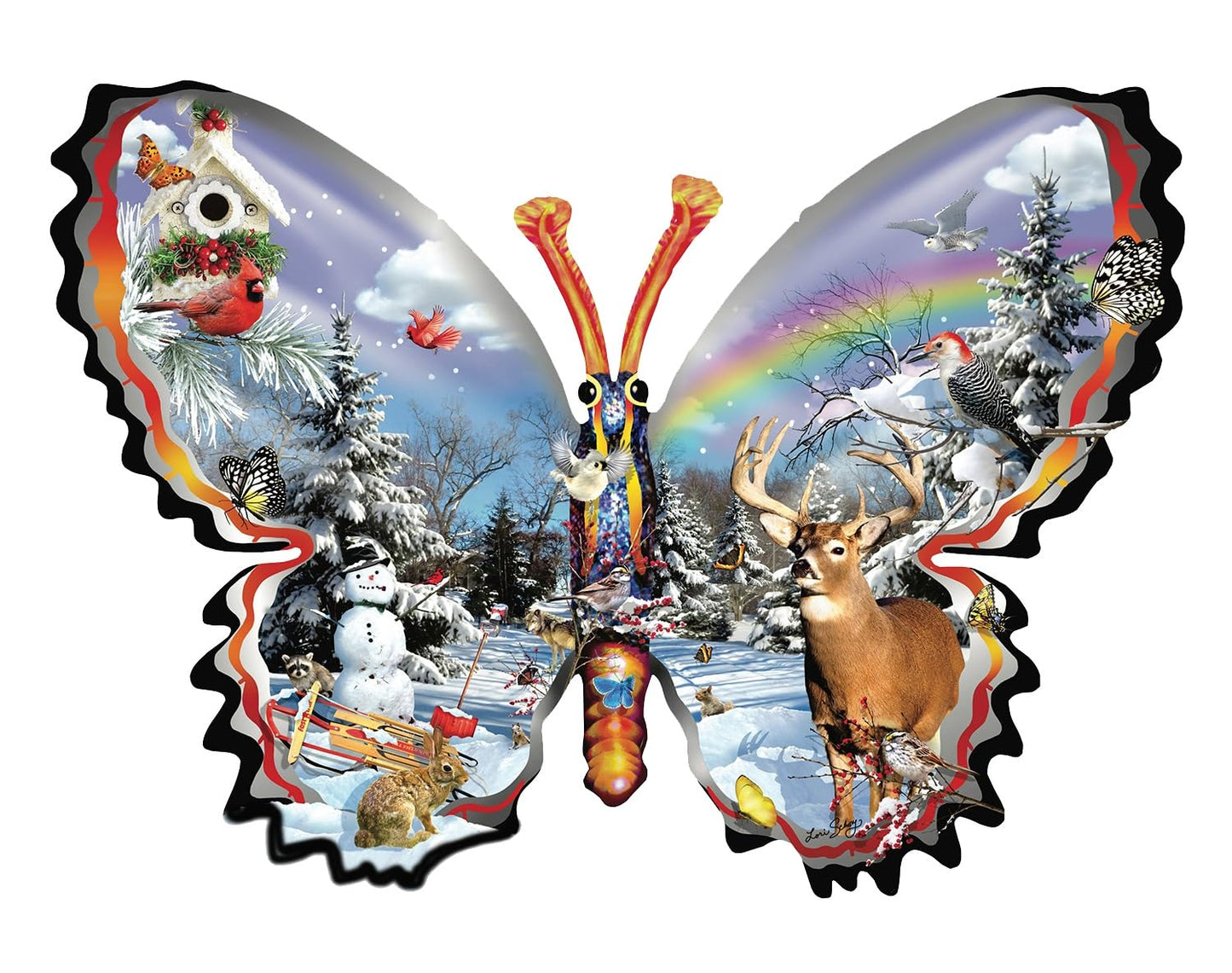 SUNSOUT INC - Winter Butterfly - 1000 pc Shaped Jigsaw Puzzle by Artist: Lori Schory - MPN# 97005